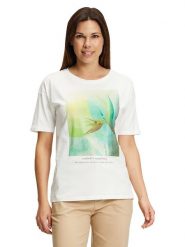 CARTOON Koszulka w kolorze kremowym rozmiar: 36. Brązowe bluzki Cartoon, bez wzorów, z bawełny, bez kołnierzyka, bez ramiączek. Za 69.99 zł.