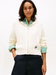 Tommy Hilfiger Kardigan Kobiety Bawełna beżowy, XS. Brązowe kardigany TOMMY HILFIGER, xs, bez wzorów, z bawełny. Za 429.95 zł.