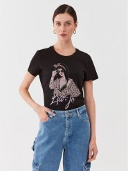 Liu Jo T-Shirt 5F3135 JS923 Czarny Regular Fit. Czarne t-shirty Liu Jo, s, bez wzorów, z bawełny, bez kołnierzyka, bez ramiączek. Za 349.99 zł.