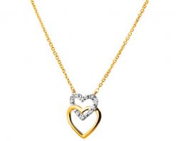 Naszyjnik z żółtego złota z diamentami - serca - 0,01 ct - próba 375. Żółte naszyjniki Apart, z diamentem, złote. W wyprzedaży za 1,091.30 zł.