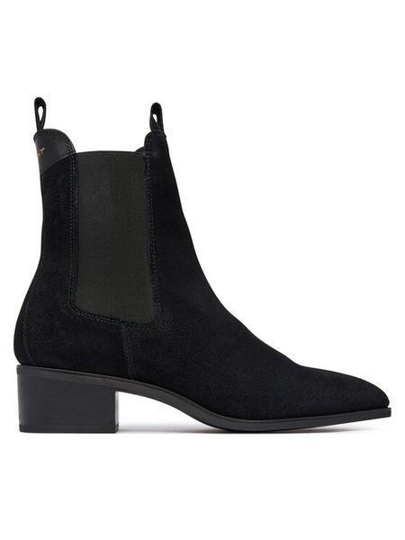Gant Botki 33553451 Czarny. Czarne botki GANT, bez wzorów, ze skóry, bez obcasa, na słupku, bez zapięcia. Za 799.99 zł.