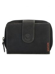 HIDE & STITCHES Skórzany portfel w kolorze czarnym - 12 x 9 x 3 cm rozmiar: onesize. Czarne portfele HIDE & STITCHES, bez wzorów, z materiału. Za 86.99 zł.