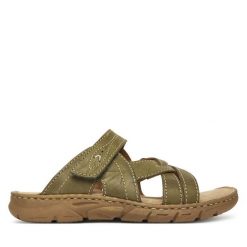 Klapki Josef Seibel. Brązowe klapki Josef Seibel, bez wzorów, bez obcasa. Za 299.99 zł.
