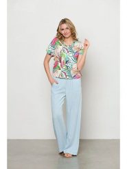 &Co Woman Bluzka "Viana" w kolorze białym ze wzorem rozmiar: M. Brązowe bluzki &Co Woman, m, bez wzorów, bez kołnierzyka, bez ramiączek. Za 122.38 zł.