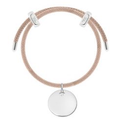 Bransoletka Liana, posrebrzana w kolorze beżowym z posrebrzanym medalikiem. Brązowe bransoletki Lilou, posrebrzane. Za 288.00 zł.