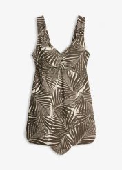 Sukienka kąpielowa z wbudowanym strojem kąpielowym. Białe sukienki bonprix, na plażę, bez wzorów, bez kołnierzyka, bez ramiączek. Za 179.99 zł.