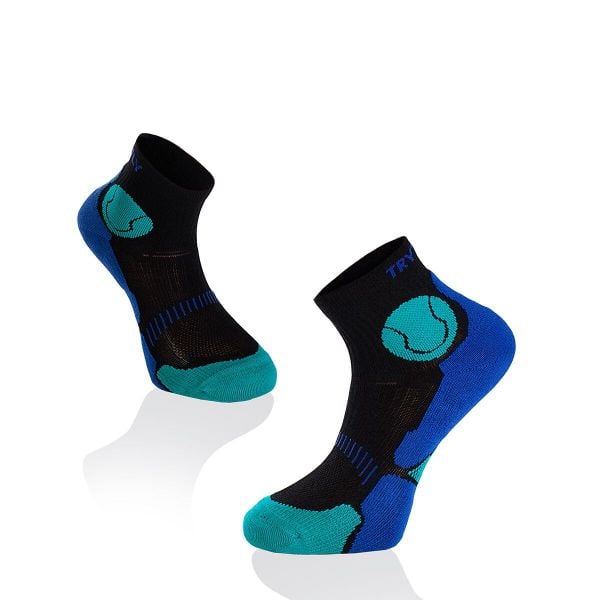 Skarpetki tenisowe Fusion Turquoise Black Blue. Czarne skarpety TRY TO FLY, bez wzorów, z bawełny. Za 56.12 zł.