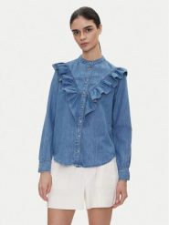 Pepe Jeans Koszula jeansowa Katia PL305092 Niebieski Regular Fit. Niebieskie koszule Pepe Jeans, xs, bez wzorów, z bawełny, bez kołnierzyka, bez ramiączek. Za 299.99 zł.