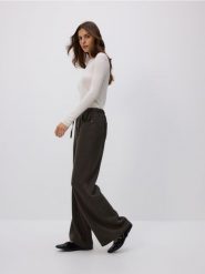 Jeansy wide leg z lyocellu - dark grey jeans. Szare jeansy Reserved, bez wzorów. Za 139.99 zł.