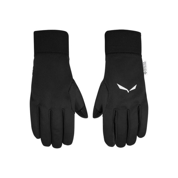 Rękawice softshell Sesvenna Ws Grip. Czarne rękawiczki Salewa, bez wzorów, z gore-texu, sportowe. Za 315.90 zł.