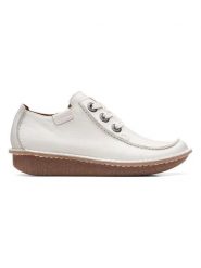 Clarks Skórzane trzewiki "Funny Dream" w kolorze białym rozmiar: 39,5. Białe półbuty sznurowane Clarks, bez wzorów, eleganckie, bez obcasa, bez zapięcia. Za 206.91 zł.
