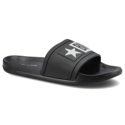 Klapki damskie Big Star, wsuwane basenowe klapki z tworzywa, czarne, DD274A266. Czarne klapki Big Star, z aplikacjami, bez obcasa. Za 69.99 zł.