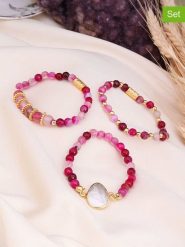 L'Atelier de Gaia Bransoletki (3 szt.) z agatami rozmiar: onesize. Różowe bransoletki L'Atelier de Gaia, z agatem, z mosiądzu. Za 113.90 zł.