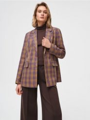 Marynarka w kratę - wielobarwny. Marynarki i żakiety Sinsay, l, bez wzorów, eleganckie. W wyprzedaży za 42.99 zł.