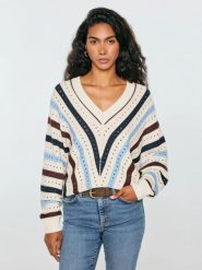 Sweter damski o lekko ażurowym splocie wielokolorowy vikalia 000. Swetry Big Star, l, w ażurowe wzory, z bawełny, bez ramiączek. Za 199.99 zł.