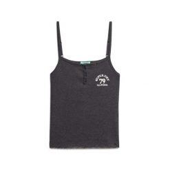 Damski top zapinany na guziki Superdry Essential. Szare topy Superdry, bez wzorów, bez kołnierzyka, bez ramiączek. W wyprzedaży za 114.35 zł.