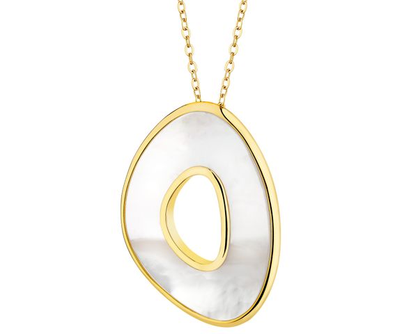 Naszyjnik z mosiądzu pozłacany z masą perłową. Białe naszyjniki Artelioni, z perłą, pozłacane. Za 269.00 zł.