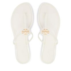 Japonki Tory Burch. Białe klapki Tory Burch, bez wzorów, bez obcasa. Za 709.99 zł.
