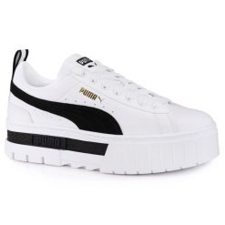 Buty damskie sneakersy sportowe Puma MAYZE LTHR. Białe obuwie sportowe Puma, bez zapięcia, trekkingowe. W wyprzedaży za 199.00 zł.