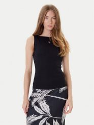 Guess Top W5RP16 KCNH2 Czarny Regular Fit. Czarne topy Guess, xxl, z aplikacjami, z syntetyku, bez kołnierzyka, bez ramiączek. Za 199.99 zł.