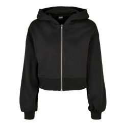 Krótka Bluza Damska Z Kapturem Zapinana Na Zamek Błyskawiczny. Czarne bluzy Urban Classics, xl, bez wzorów, z kapturem. Za 163.99 zł.
