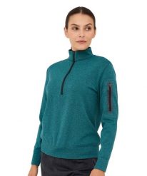 Bluza damska wełniana rozpinana Brubeck OUTDOOR MERINO. Zielone bluzy Brubeck, l, bez wzorów, z materiału, bez kaptura. Za 299.00 zł.