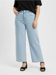 Jeansy wide leg z efektem sprania Plus size - niebieski. Niebieskie jeansy Sinsay, l, bez wzorów. Za 79.99 zł.