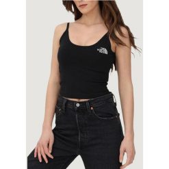 Bezrękawnik Kobieta THE NORTH FACE Slim Crop Tank. Czarne koszulki sportowe The North Face, bez wzorów, z bawełny, bez ramiączek. Za 178.70 zł.