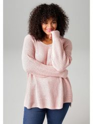 Aniston Sweter w kolorze jasnoróżowym rozmiar: 48. Różowe swetry Aniston, bez wzorów, ze splotem, bez ramiączek. Za 56.79 zł.