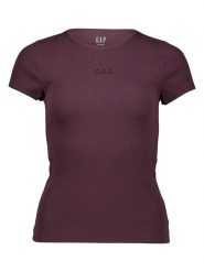 GAP Koszulka w kolorze ciemnofioletowym rozmiar: XL. Różowe bluzki GAP, xl, bez wzorów, prążkowane, bez kołnierzyka, bez ramiączek. Za 73.95 zł.