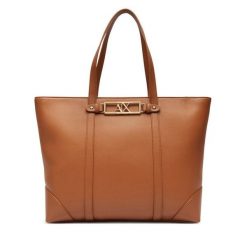 Torebka Armani Exchange. Brązowe shopper Armani Exchange, bez wzorów, bez dodatków. Za 729.99 zł.