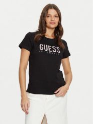 Guess T-Shirt W5RI19 I3Z14 Czarny Regular Fit. Czarne t-shirty Guess, xl, z aplikacjami, z bawełny, bez kołnierzyka, bez ramiączek. Za 129.99 zł.