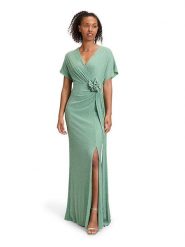 Vera Mont Sukienka w kolorze srebrno-zielonym rozmiar: 42. Szare sukienki Vera Mont, z aplikacjami, bez kołnierzyka, bez ramiączek, maxi. Za 448.99 zł.