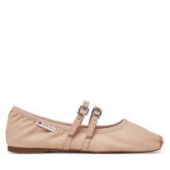 Baleriny Tommy Jeans. Czerwone baleriny Tommy Jeans, bez wzorów, z jeansu, bez obcasa. Za 289.99 zł.