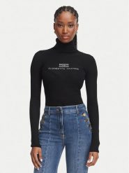 Elisabetta Franchi Golf MK-18B-66E2-V320 Czarny Slim Fit. Czarne golfy Elisabetta Franchi, bez wzorów, z wełny, bez ramiączek. Za 1,369.00 zł.