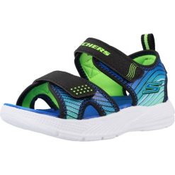 Sandały SKECHERS 407034N Niebieski. Czarne sandały Skechers, bez wzorów, z materiału, bez obcasa, bez zapięcia. Za 139.99 zł.
