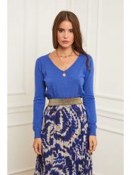 Soft Cashmere Sweter w kolorze niebieskim rozmiar: 38/40. Niebieskie swetry Soft Cashmere, bez wzorów, z kaszmiru, bez ramiączek. Za 99.33 zł.