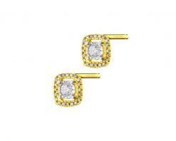 Kolczyki z żółtego i białego złota z diamentami - 0,13 ct - próba 585. Białe kolczyki Apart, z diamentem, złote. Za 2,390.00 zł.