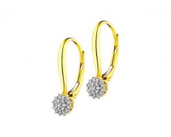 Kolczyki z żółtego złota z diamentami - 0,12 ct - próba 585. Żółte kolczyki Apart, z diamentem, złote. Za 2,349.00 zł.