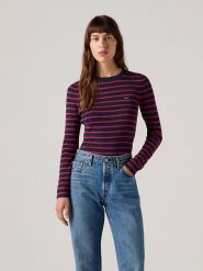 Levi's Koszulka w kolorze granatowo-czerwonym rozmiar: L. Niebieskie bluzki Levi's®, l, bez wzorów, prążkowane, bez kołnierzyka, bez ramiączek. Za 144.58 zł.