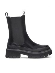 DeeZee Botki VIVIENNE H58089-1 Czarny. Czarne botki DeeZee, bez wzorów, z materiału, bez obcasa, na płaskiej podeszwie, bez zapięcia. Za 89.99 zł.