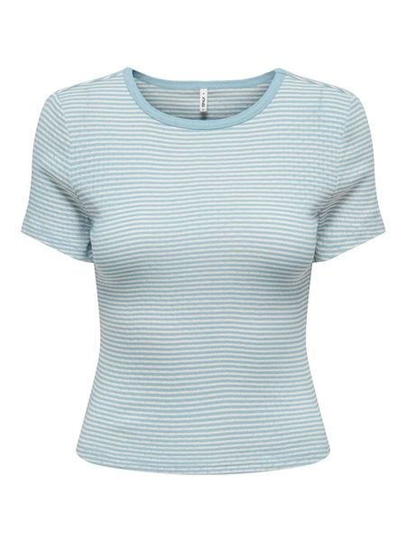 ONLY Koszulka w kolorze błękitnym rozmiar: M. Niebieskie bluzki Only, m, bez wzorów, z bawełny, bez kołnierzyka, bez ramiączek. Za 76.39 zł.