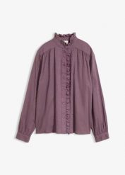 Bluzka. Fioletowe bluzki bonprix, bez wzorów, bez kołnierzyka, bez ramiączek. Za 109.99 zł.