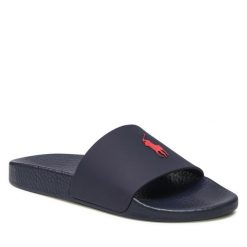 Klapki Polo Ralph Lauren. Niebieskie klapki Polo Ralph Lauren, bez wzorów, bez obcasa. Za 299.99 zł.