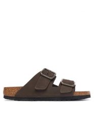 Birkenstock Klapki Arizona Wire Buckle 1032764 Beżowy ciemny. Brązowe klapki Birkenstock, bez wzorów, z nubiku, bez obcasa. Za 674.99 zł.
