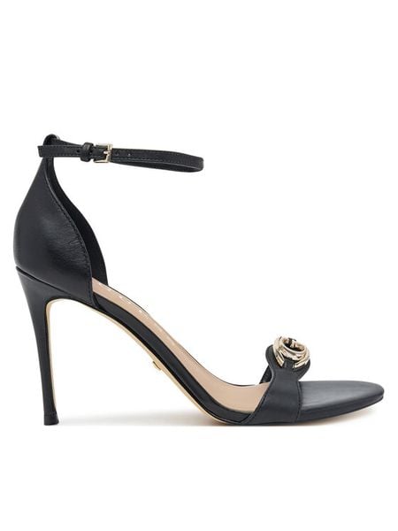 Guess Sandały FLTKAB LEA03 Czarny. Czarne sandały Guess, z aplikacjami, ze skóry, bez obcasa, na szpilce, bez zapięcia. Za 519.99 zł.