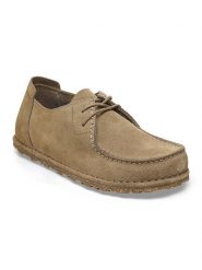 Birkenstock Skórzane trzewiki "Utti" w kolorze beżowym rozmiar: 40. Brązowe półbuty sznurowane Birkenstock, bez wzorów, eleganckie, bez obcasa, bez zapięcia. Za 549.06 zł.