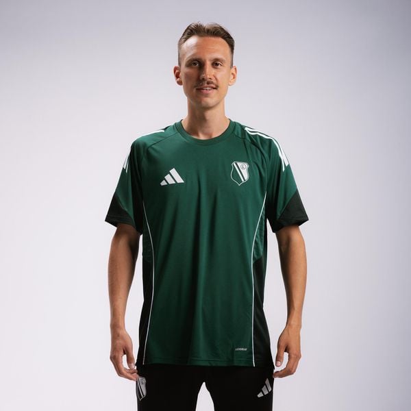 Koszulka Tiro 25 Competition Training - Legia. Zielone bluzki Adidas, l, bez wzorów, prążkowane, sportowe, bez kołnierzyka, bez ramiączek. Za 219.99 zł.