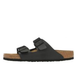 Birkenstock Arizona Czarne Kapcie Dorosłych. Brązowe obuwie domowe Birkenstock, bez wzorów, z materiału, bez zapięcia. Za 619.99 zł.