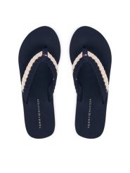 Tommy Hilfiger Japonki Th Wedge Crochet Summer Sandal FW0FW09420 Granatowy. Niebieskie klapki TOMMY HILFIGER, bez wzorów, z materiału, bez obcasa. Za 229.99 zł.
